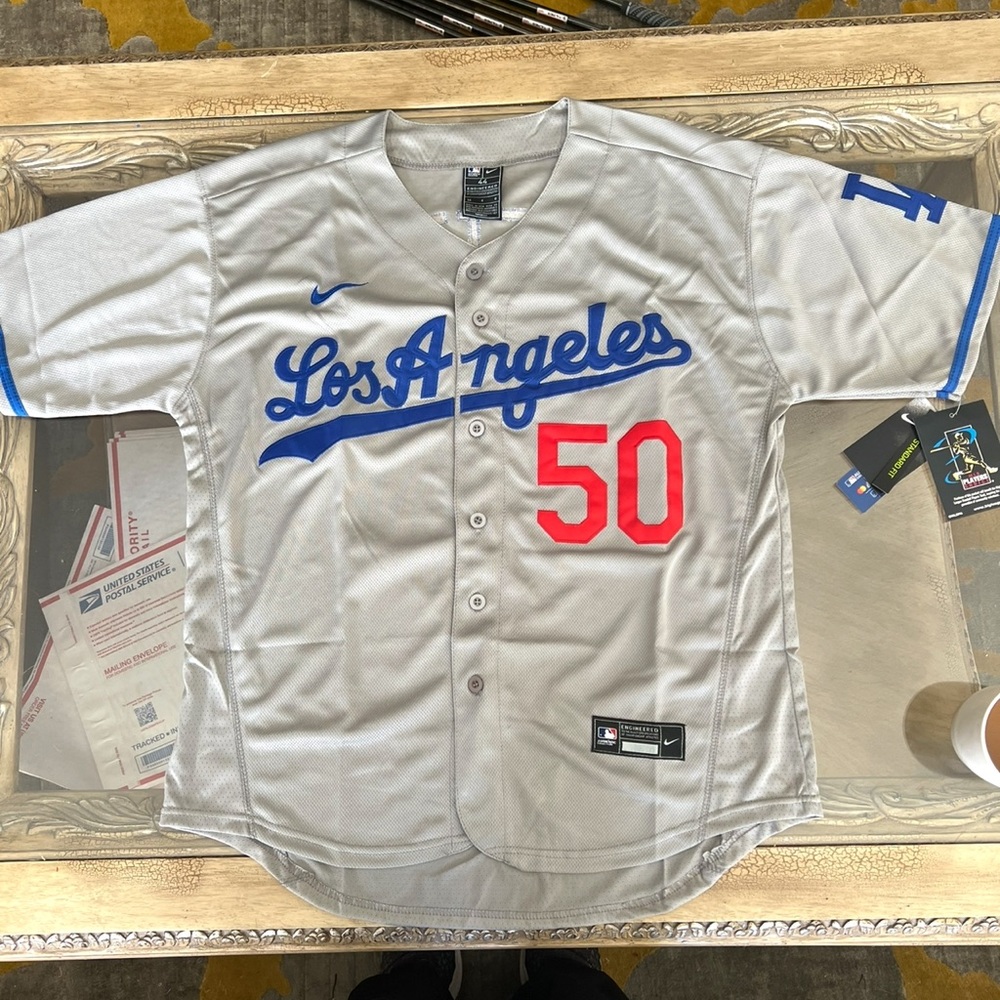 Mookie Betts Jersey NEW Mens Large Gray Los Angeles Dodgers